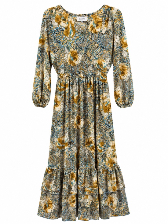 Boemo Dresses & Skirts - BOEMO Anthropologie floral paisley tiered maxi dress Floral Tiered Maxi Dress L